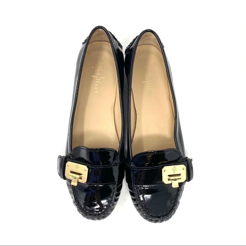 Cole Haan patent Leather black buckle loafers